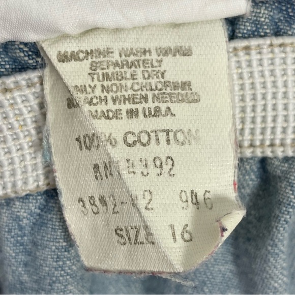 Vintage Denim Skirt Women Plus Size Elastic Waistband FLAWS Faded Blue Midi Jean - Picture 13 of 16